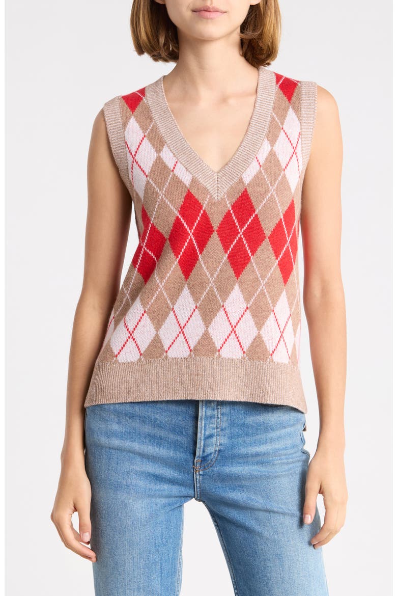 Argyle Wool Blend Sweater Vest, Main, color, REDCOMBO
