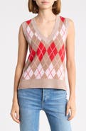Re/Done Argyle Wool Blend Sweater Vest