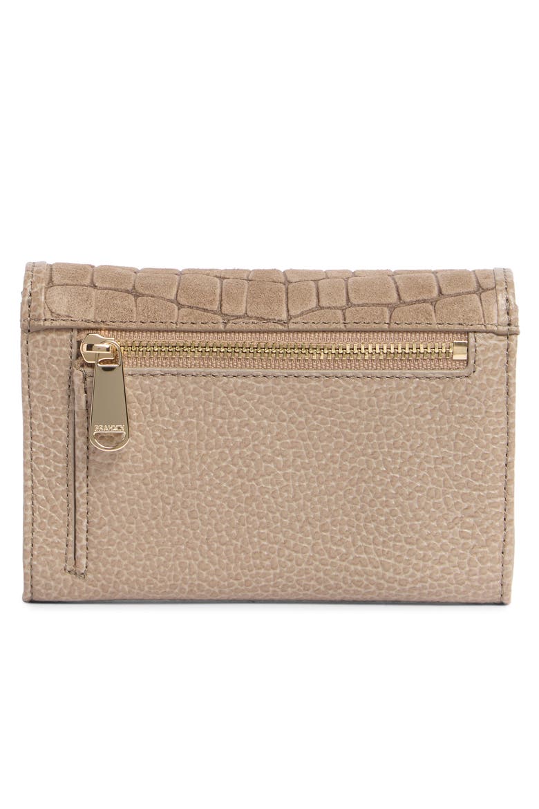Kerra Croc Embossed French Wallet, Alternate, color, WARM GRAY BEDROCK