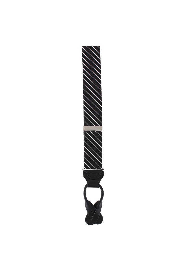 Declan Diagonal Stripe Silk Business Button End Suspenders, Alternate, color, Black with White Stripe