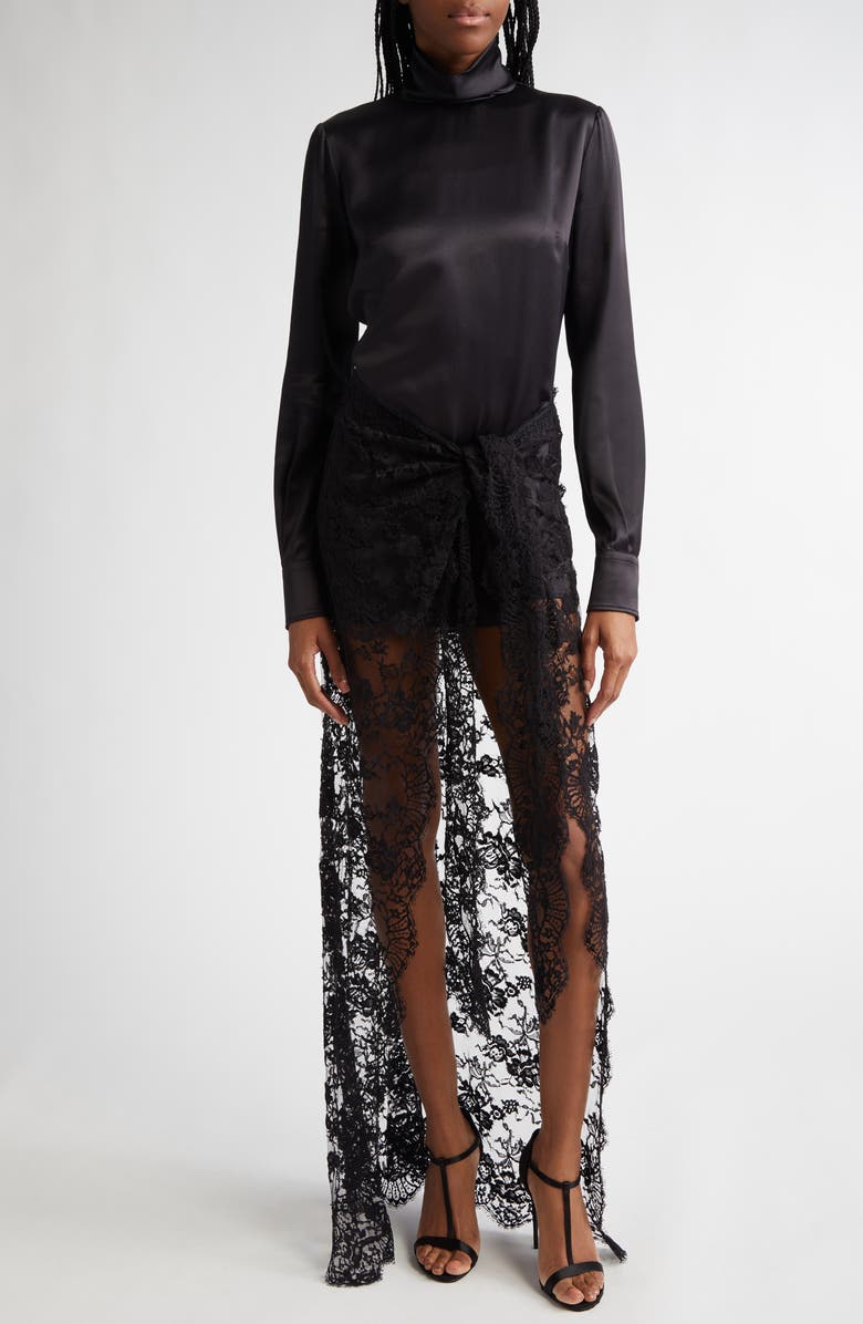 Dolce&Gabbana Long Chantilly Lace Skirt, Alternate, color, 