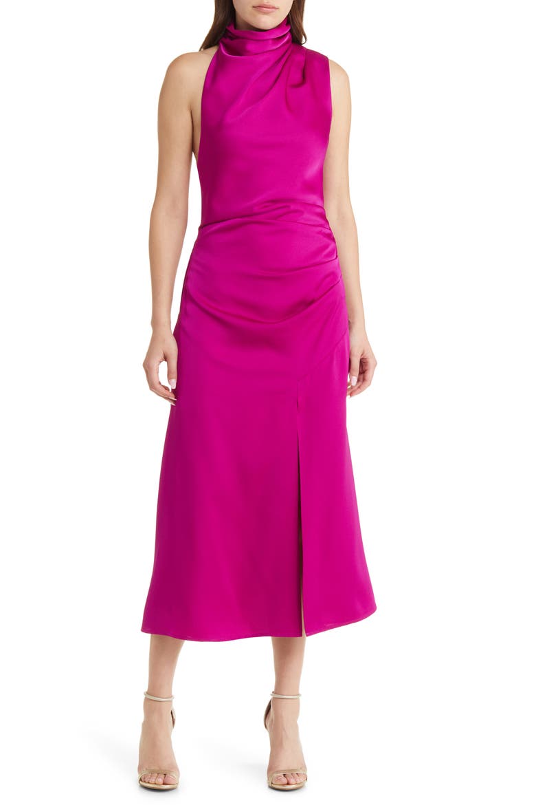 Robbia Sleeveless Turtleneck Midi Dress, Main, color, FUCHSIA