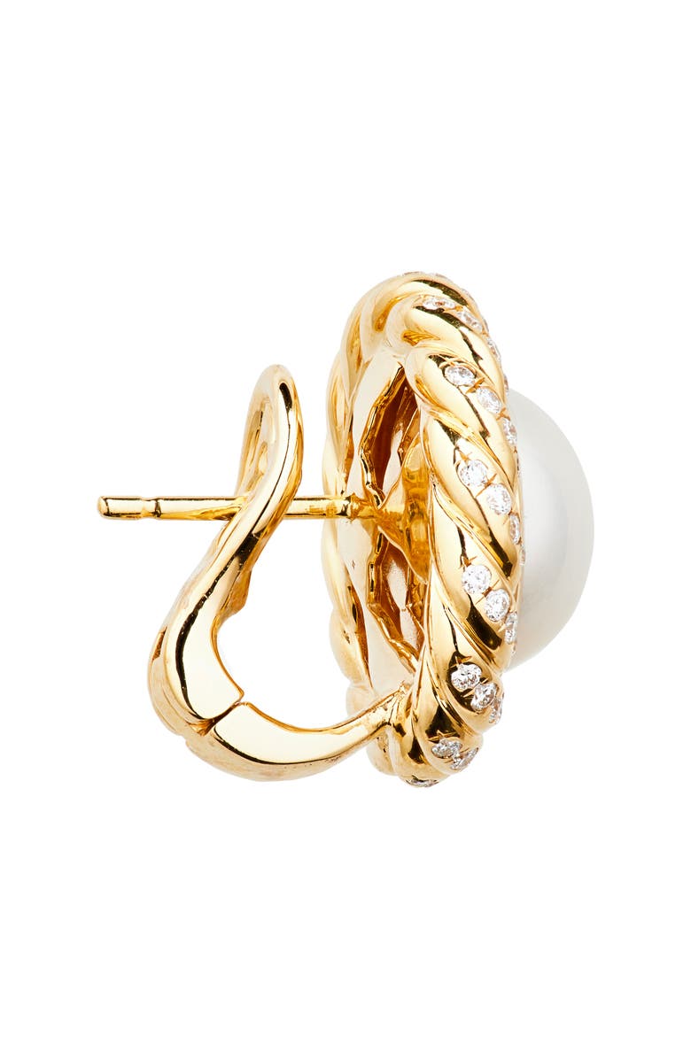 David Yurman Pearl Classics Cable Halo Button Earrings in 18K Yellow Gold with Diamonds, 18.8mm, Alternate, color, 18K Gold