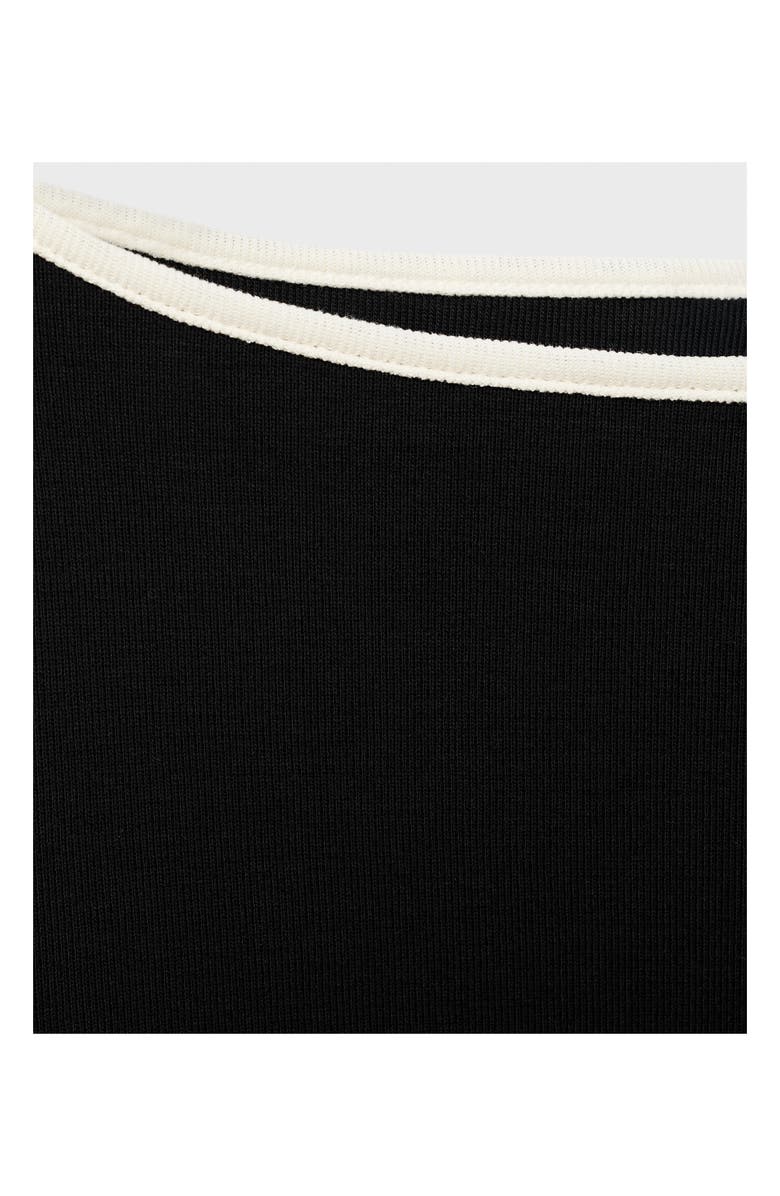 MANGO Boat Neck Long Sleeve Cotton Maternity Top, Alternate, color, Black