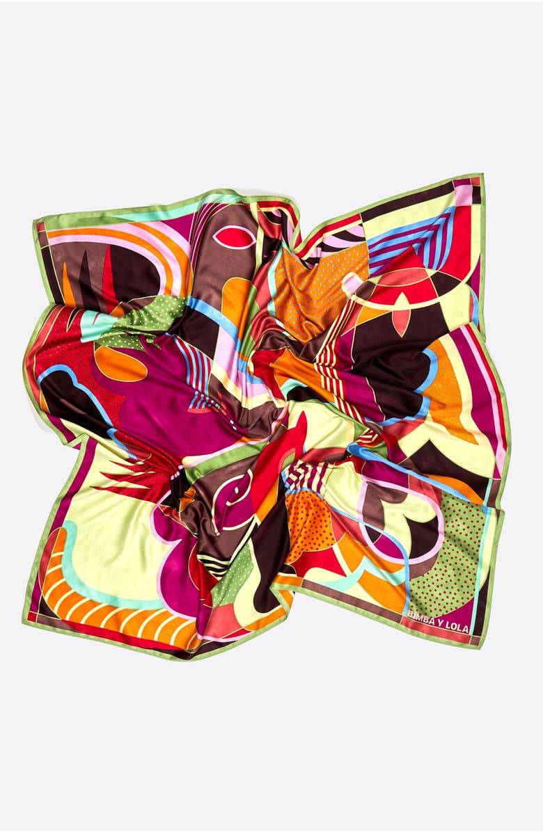 Bimba y Lola Geometric Shapes Scarf, Alternate, color, Garnet