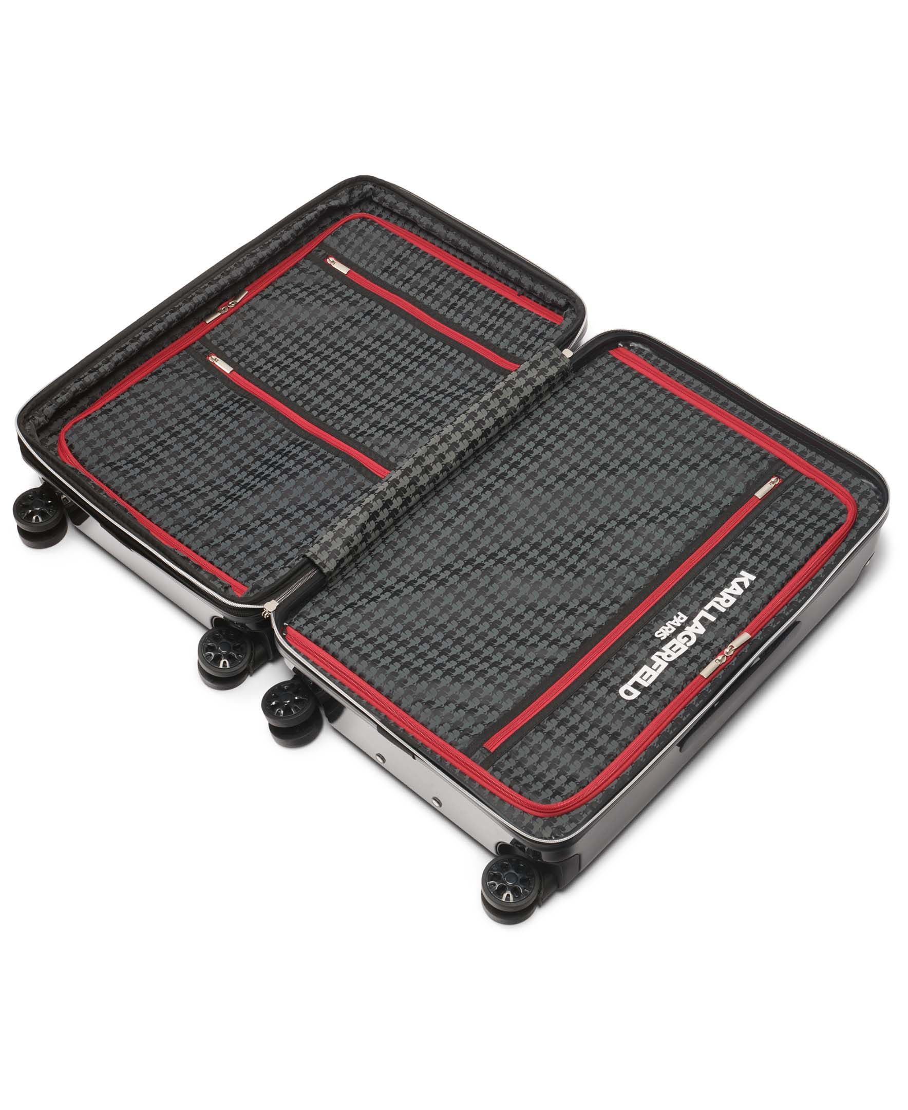 KARL LAGERFELD Karl Flowers Upright Suitcase, Alternate, color, Black