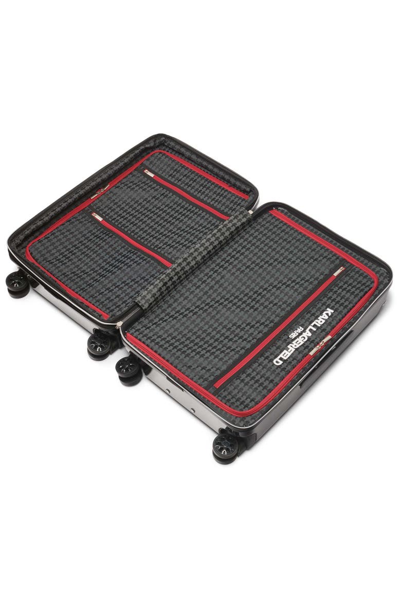 Karl Flowers Upright Suitcase, Alternate, color, Black