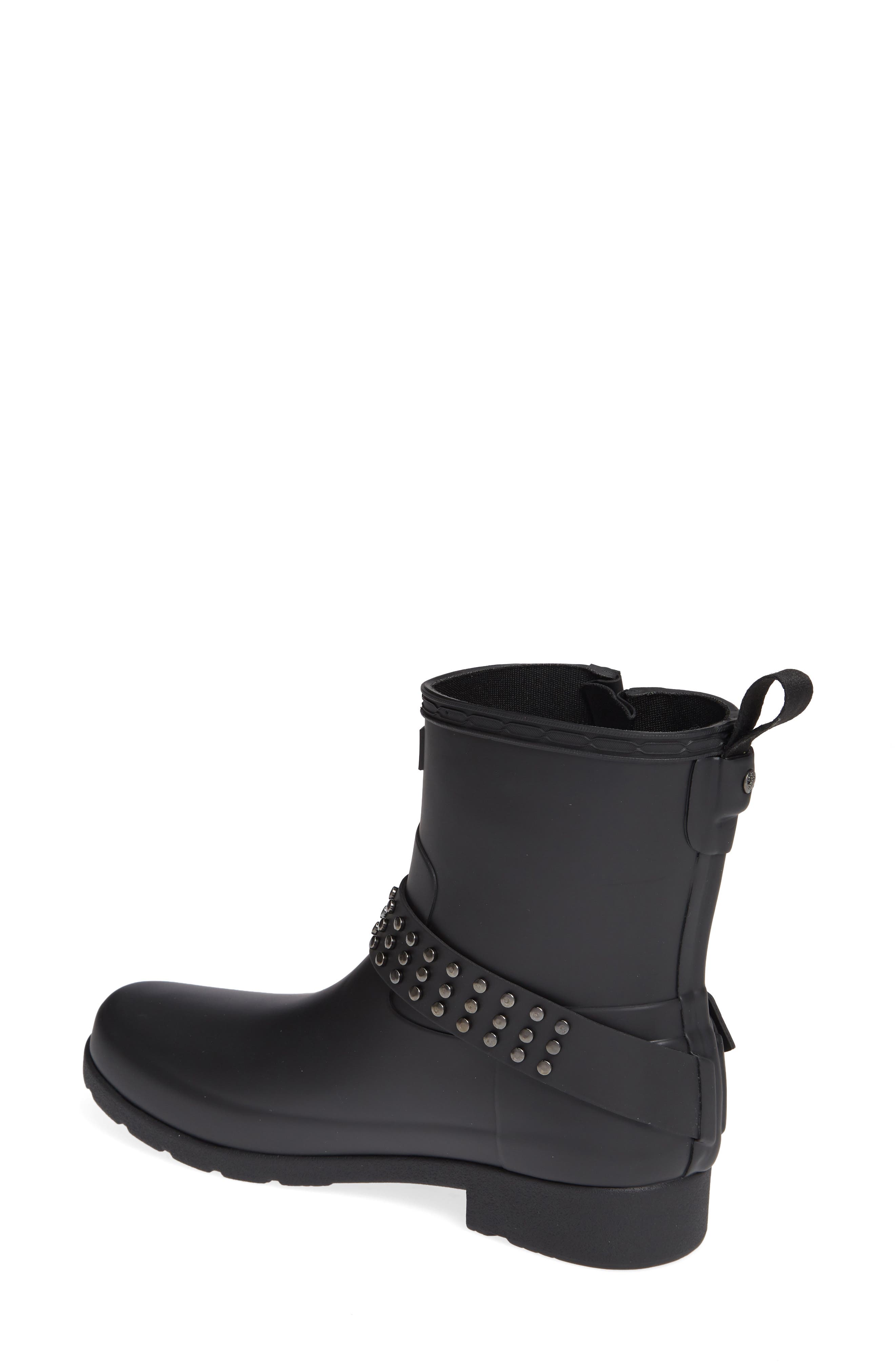 Hunter Refined Stud Waterproof Biker Boot, Alternate, color, 