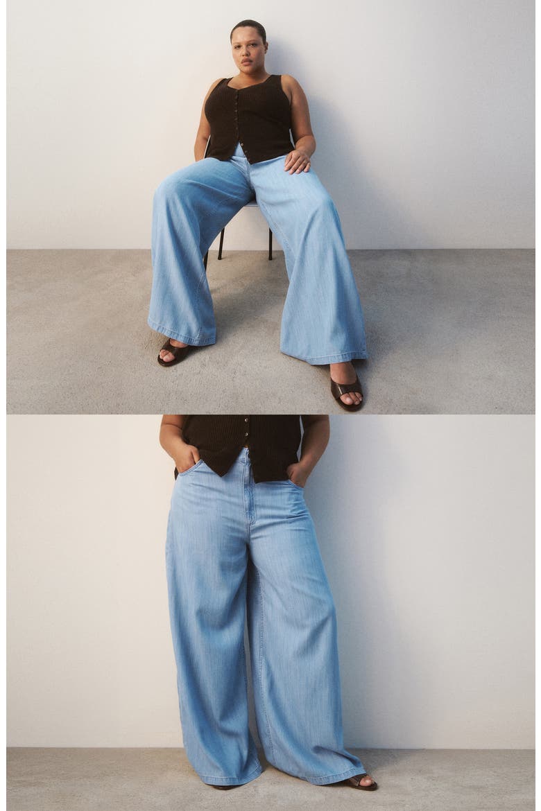 Mid Rise Palazzo Jeans, Alternate, color, LIGHT BLUE