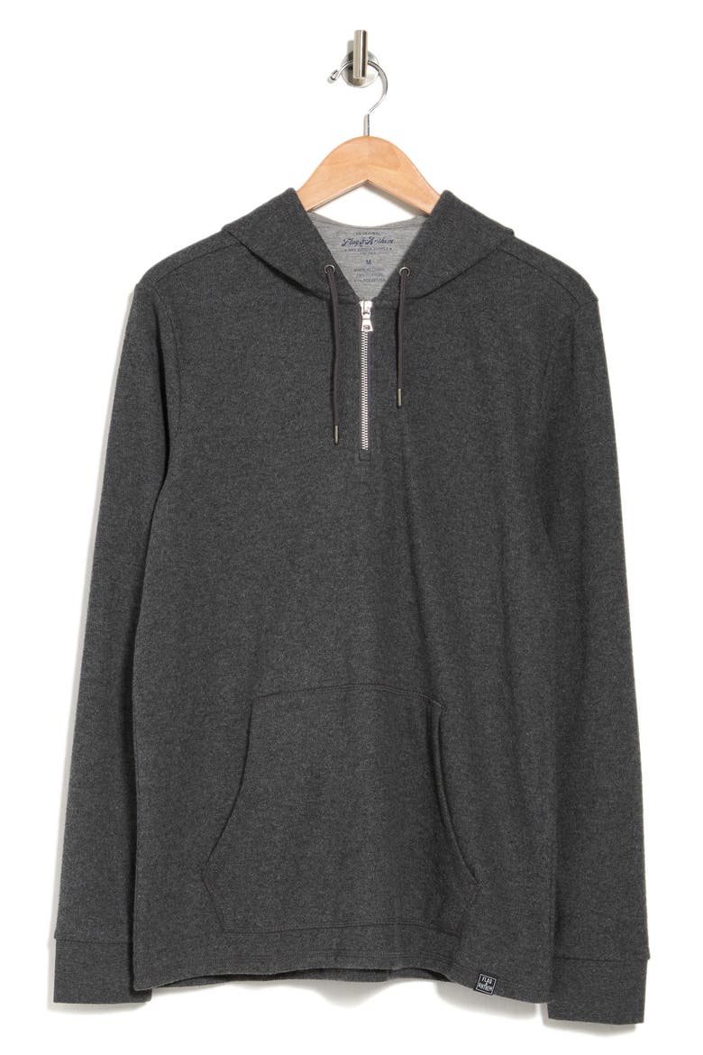FLAG AND ANTHEM 1/4 Zip Knit Hoodie, Alternate, color, CHARCOAL