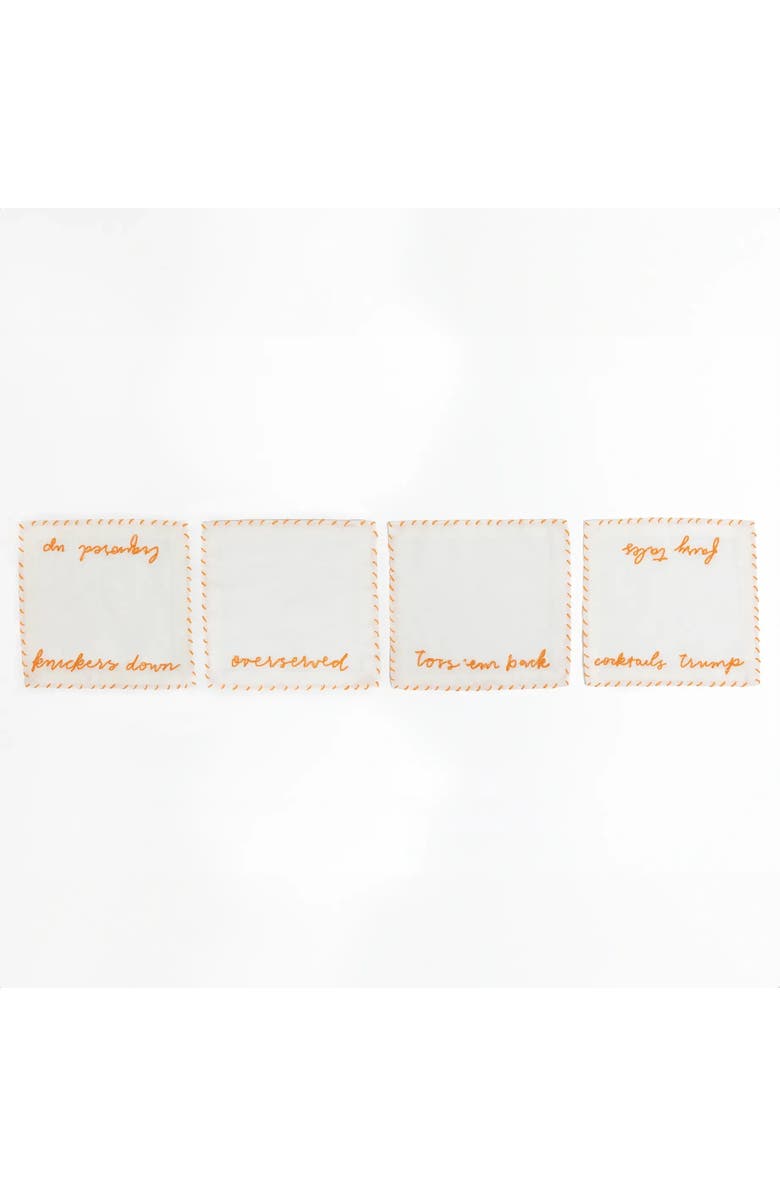 House of Revelry Liquored Up Cocktail Napkins Set of Four, Main, color, White
Orange