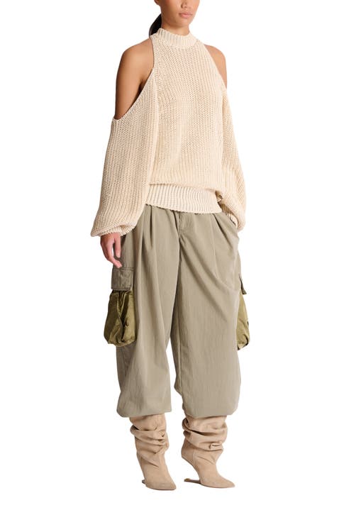 Cotton knit open-shoulder jumper