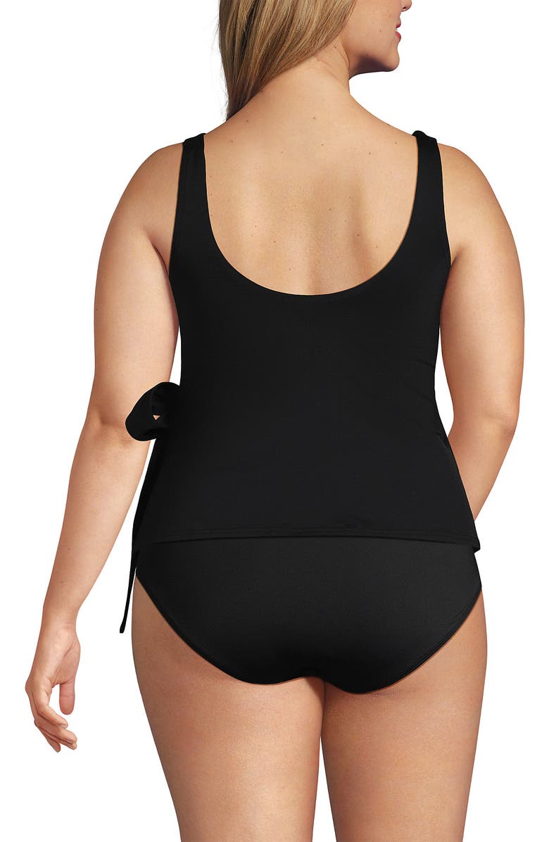 Lands' End Plus Size DD-Cup Side Tie Tankini Top, Alternate, color, Black