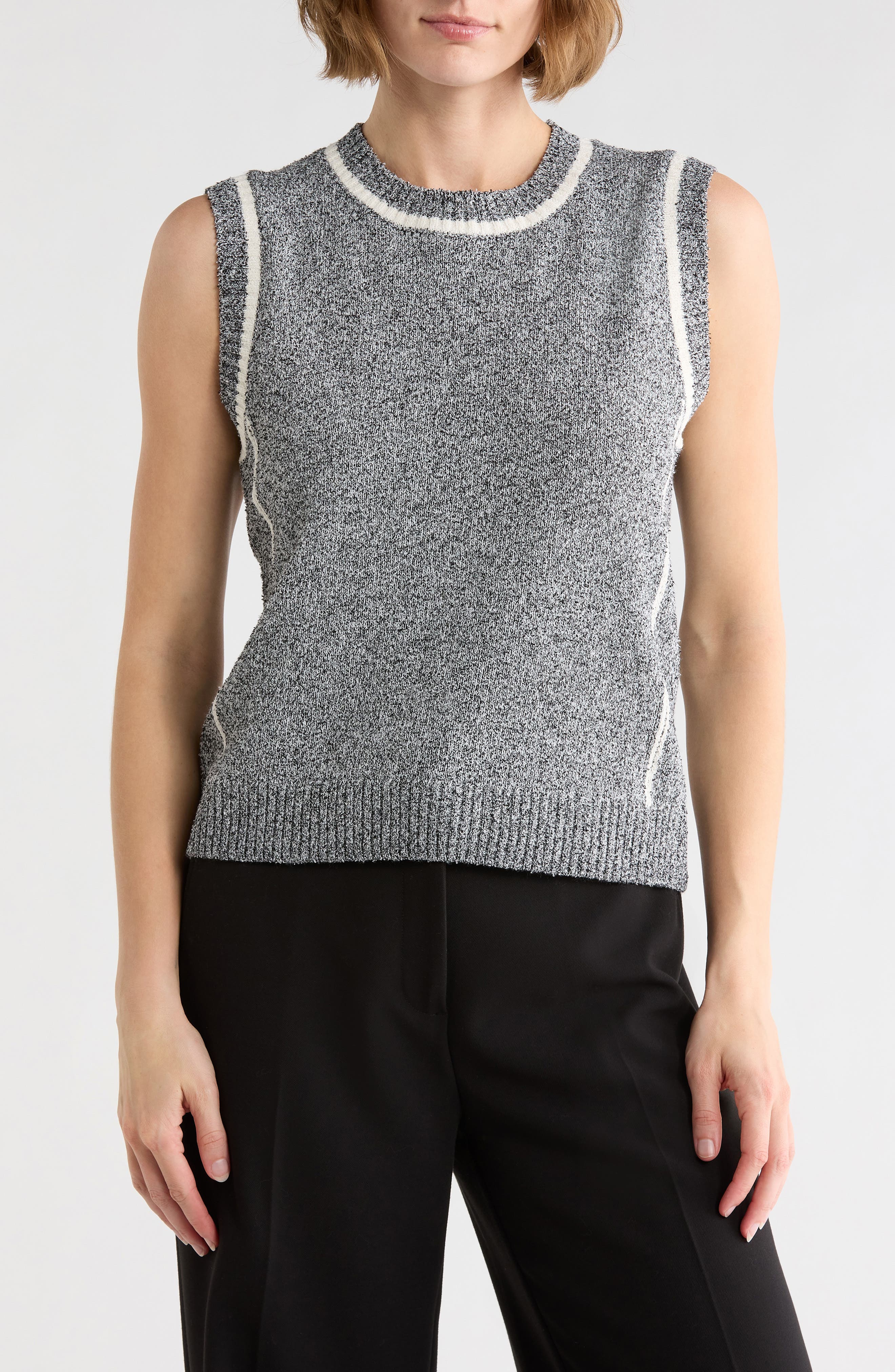 KAY UNGER SPORTSWEAR Tipped Sleeveless Sweater