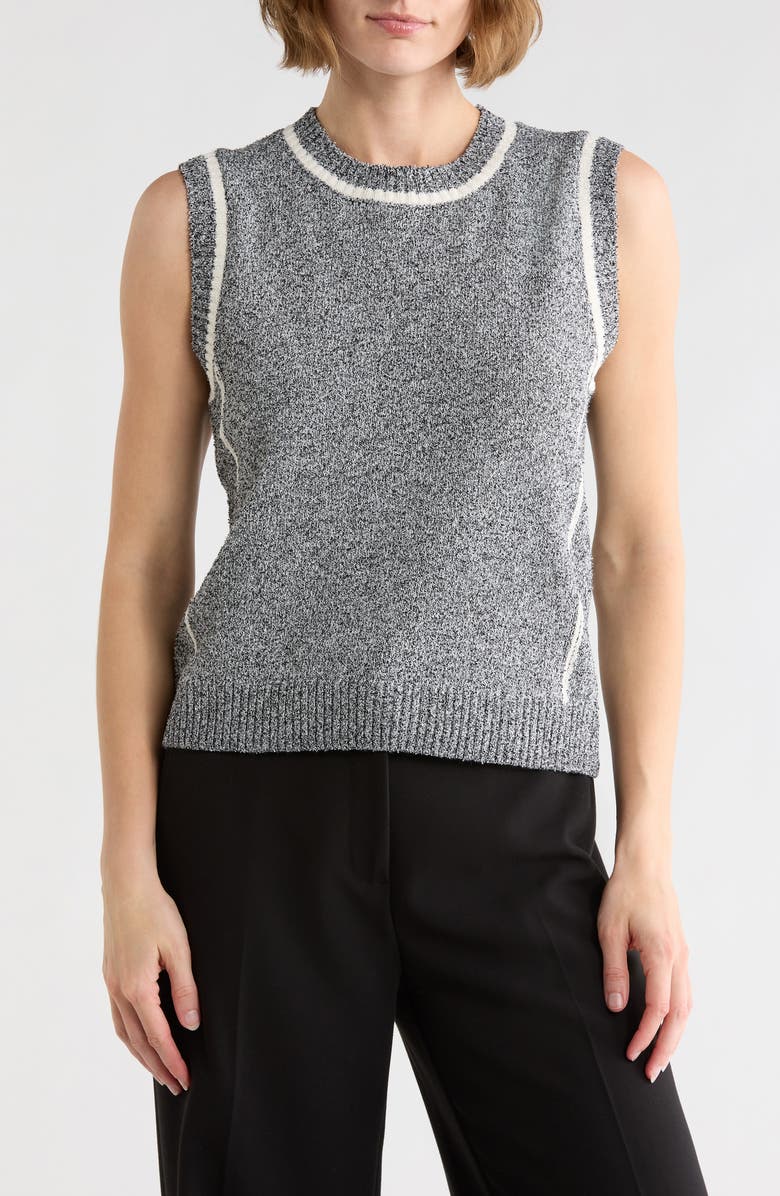 KAY UNGER SPORTSWEAR Tipped Sleeveless Sweater, Main, color, Black Combo