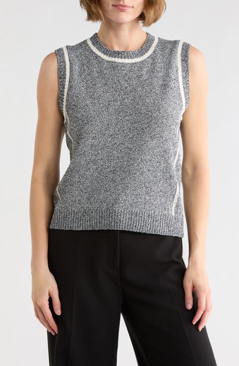 Tipped Sleeveless Sweater