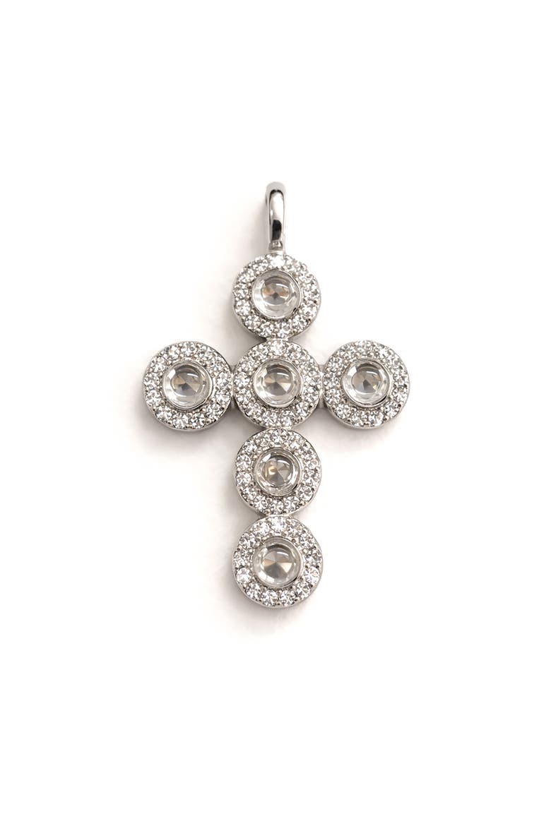 Moissanite Cross Pendant, Main, color, SILVER PLATED