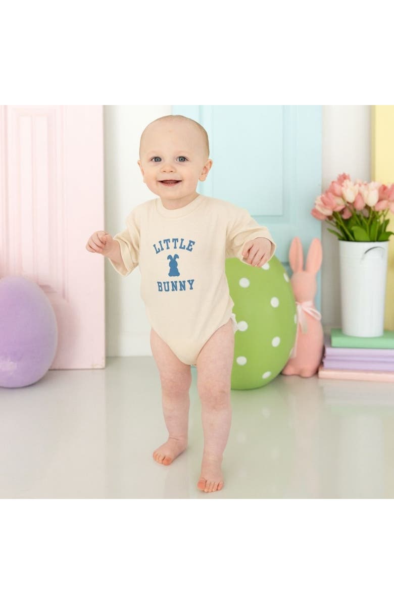 Sweet Wink Little Bunny Steel Blue Easter Short Sleeve Romper, Alternate, color,