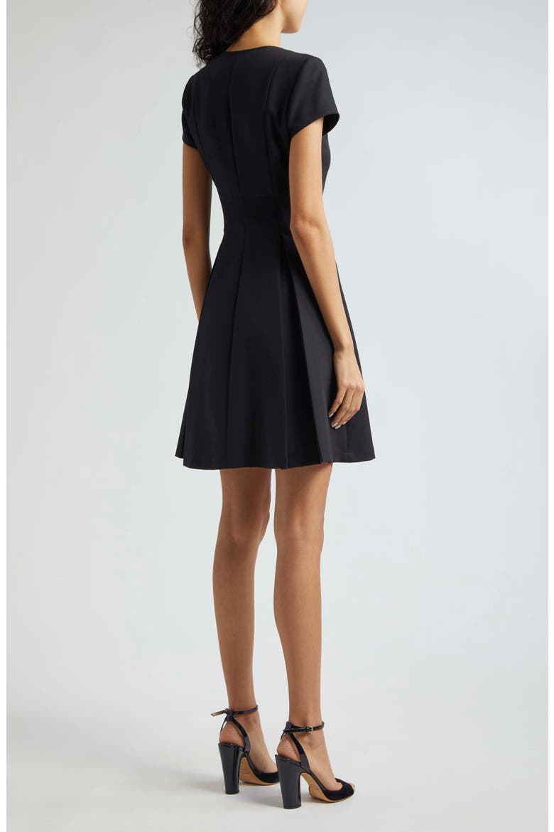 Emma Pleated Short Sleeve Dress, Alternate, color, SOLID BLACK