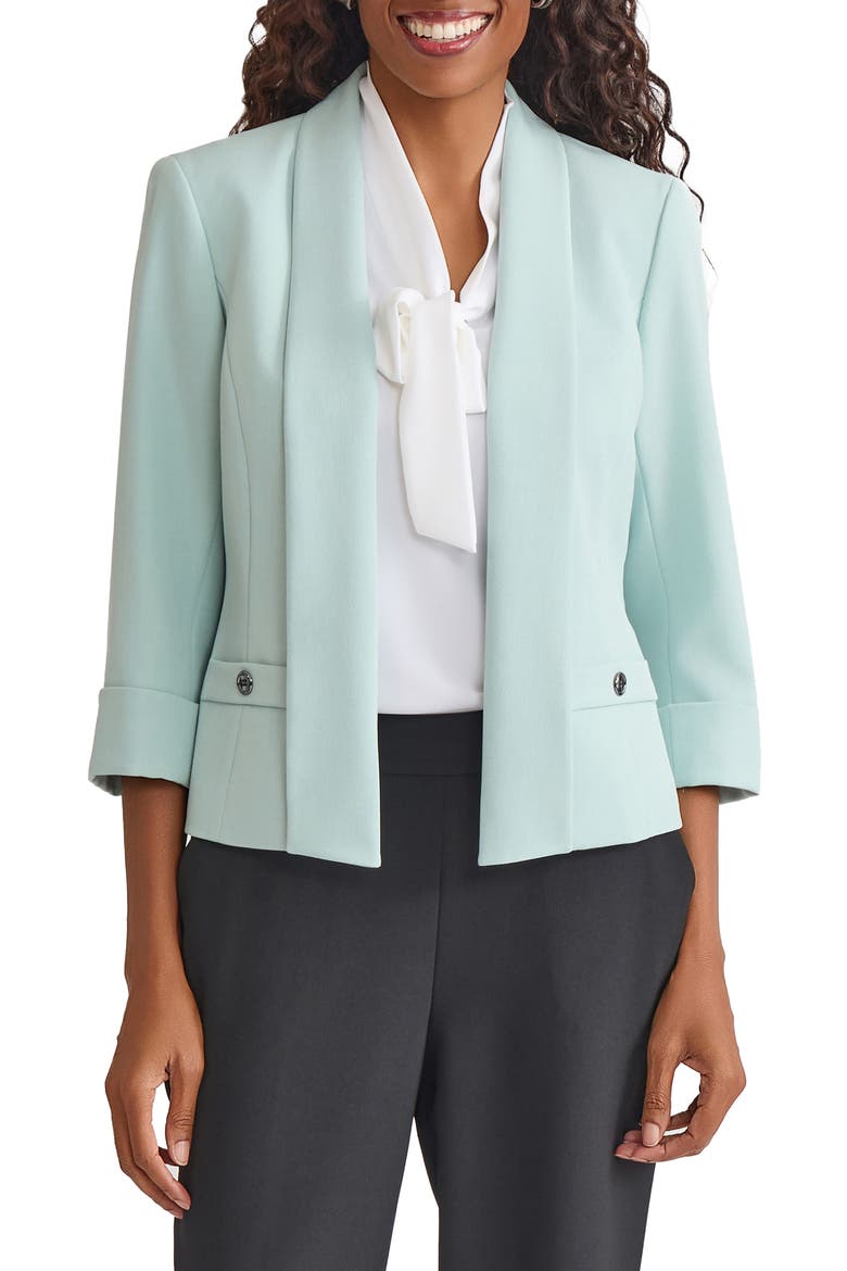 Three-Quarter Sleeve Shawl Collar Blazer, Main, color, SEA GLASS