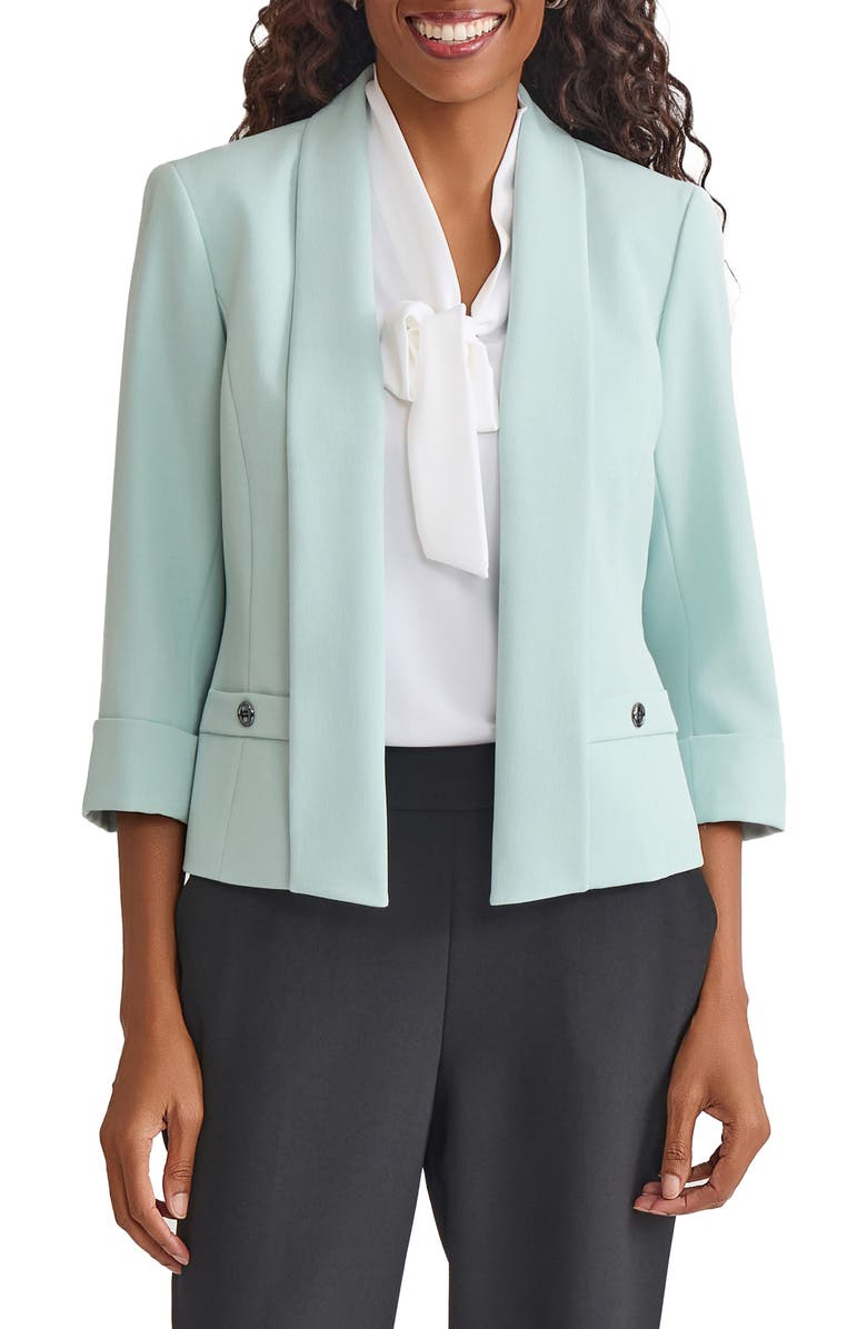 KASPER Three-Quarter Sleeve Shawl Collar Blazer, Main, color, 