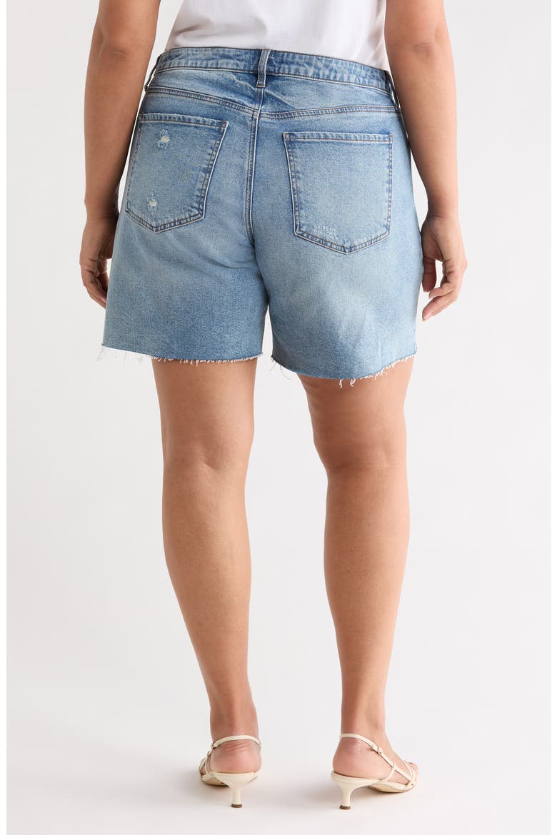 Hailey High Waist Raw Hem Denim Bermuda Shorts, Alternate, color, FOCUS