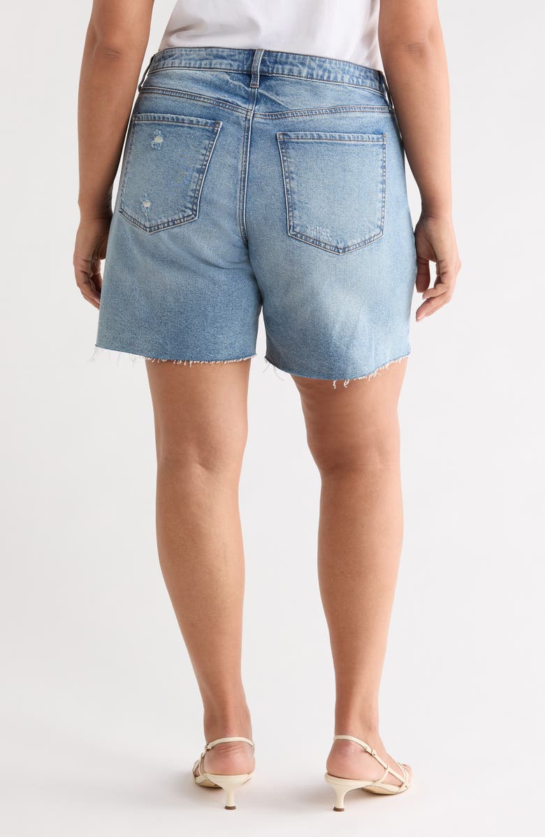 KUT from the Kloth Hailey High Waist Raw Hem Denim Bermuda Shorts, Alternate, color, Focus