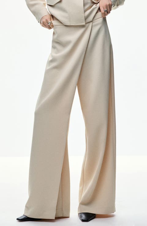 Tamar Wrap Front High Waist Straight Leg Pants