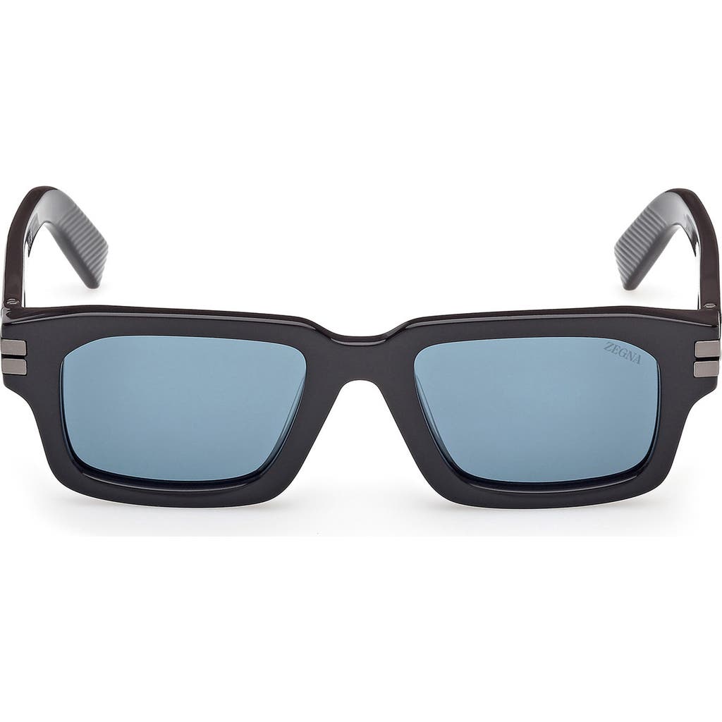 Zegna 51mm Rectangular Sunglasses In Black