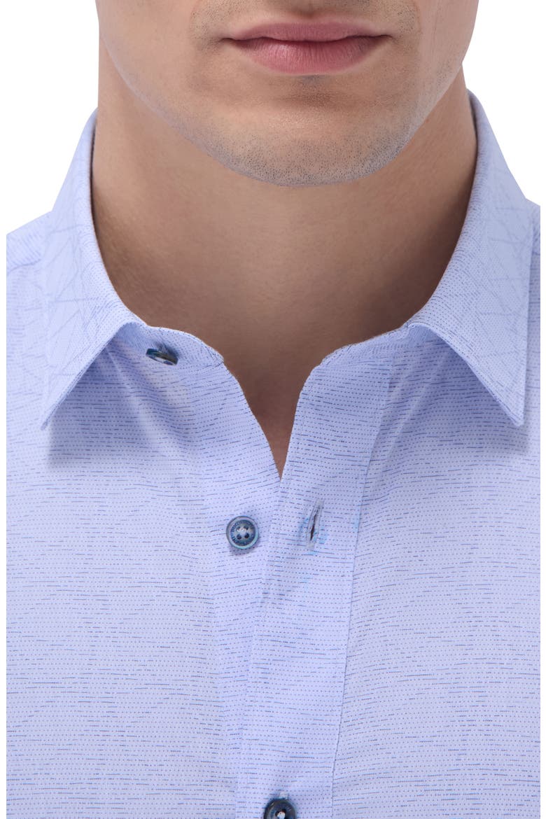 Julian Geometric Jacquard Stretch Cotton Button-Up Shirt, Alternate, color, SKY