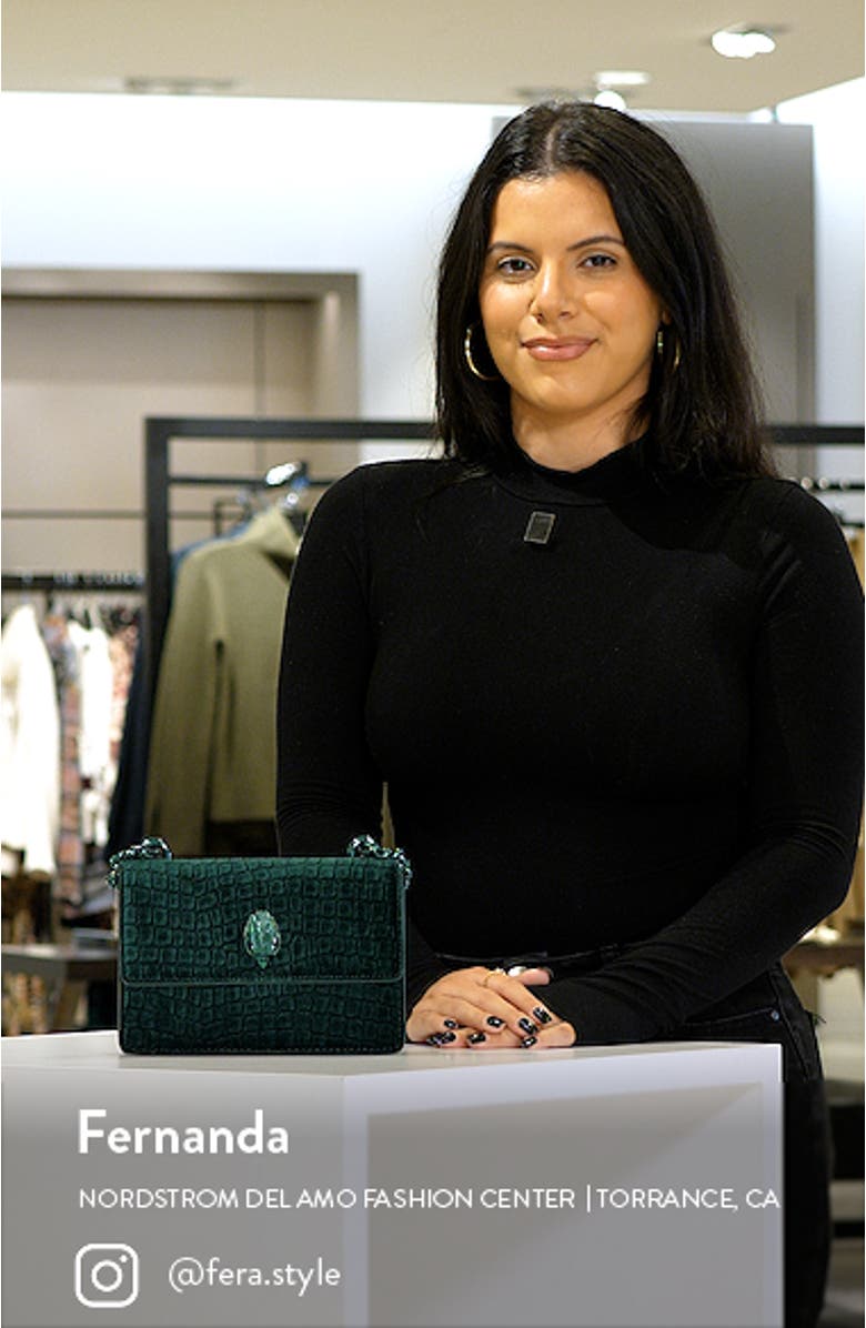 Small Shoreditch Croc Embossed Velvet Crossbody Bag, sales video thumbnail