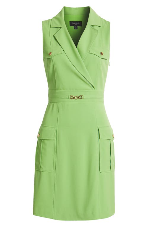 Tahari Asl Sleeveless Cargo Pocket Dress In Fern