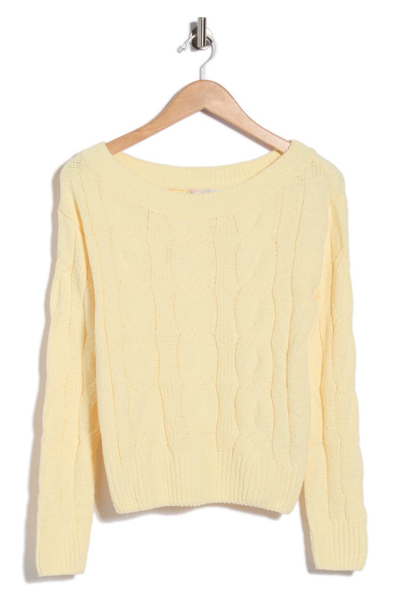 Chenille Cable Knit Sweater, Alternate, color, SOFT YELLOW