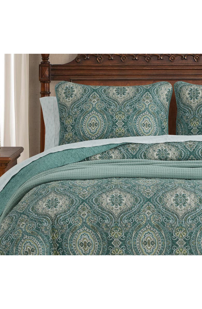 Tommy Bahama Turtle Cove Cotton Quilt & Sham Set, Alternate, color, Turquoise