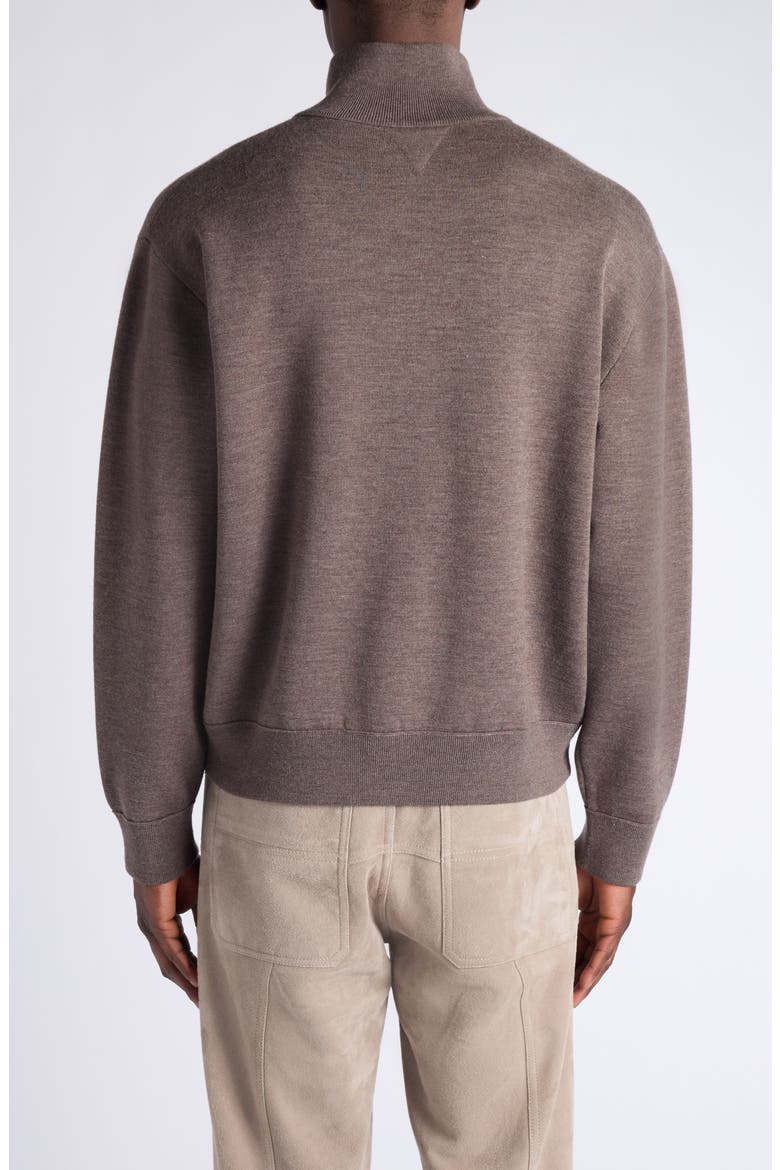 Oversize Double Knit Wool Quarter Zip Sweater, Alternate, color, 2185 MILK CHOCOLATE