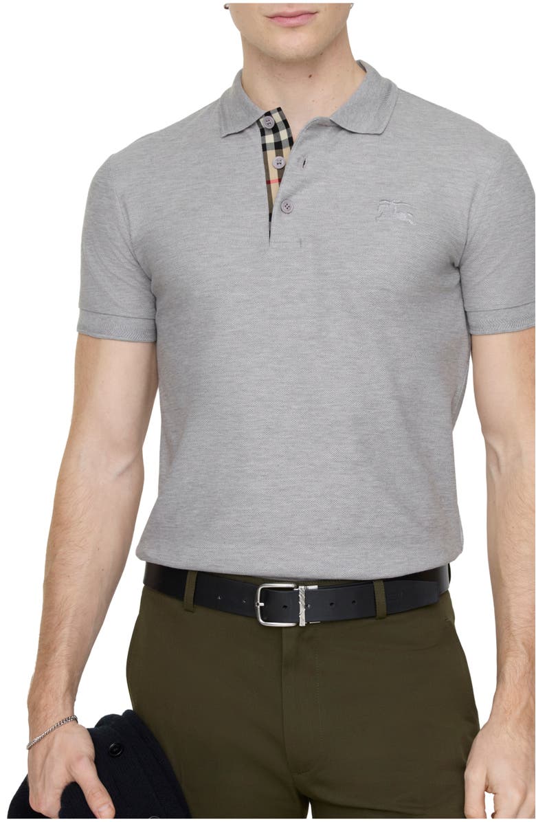 Burberry Cotton Polo Shirt, Main, color, Pale Grey Melange