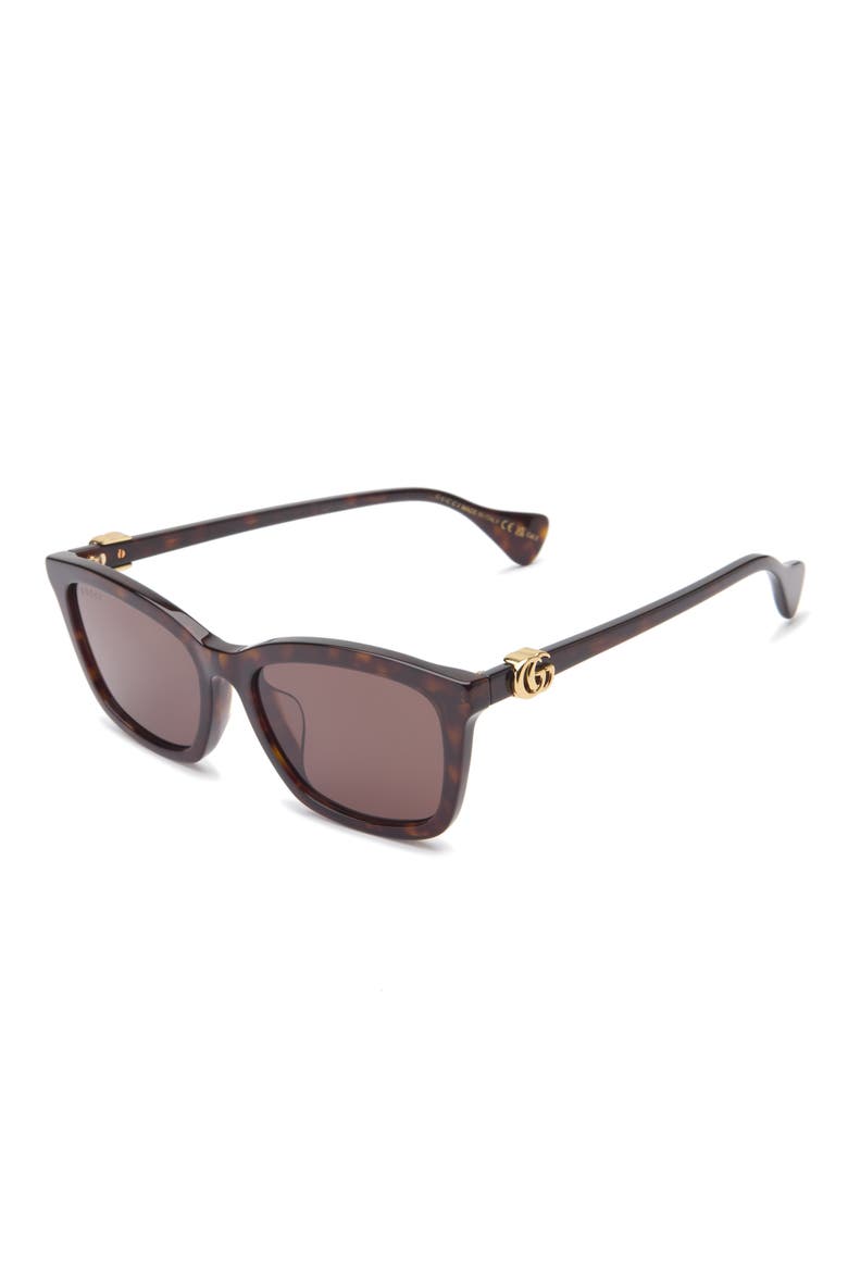 55mm Rectangle Sunglasses, Alternate, color, HAVANA HAVANA BROWN