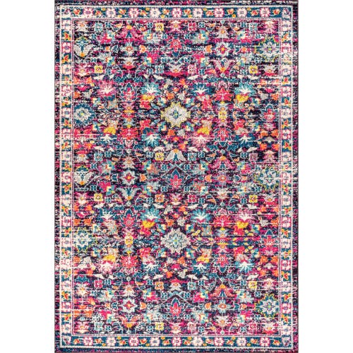 Jonathan Y Modern Persian Boho Floral Area Rug In Multi/purple