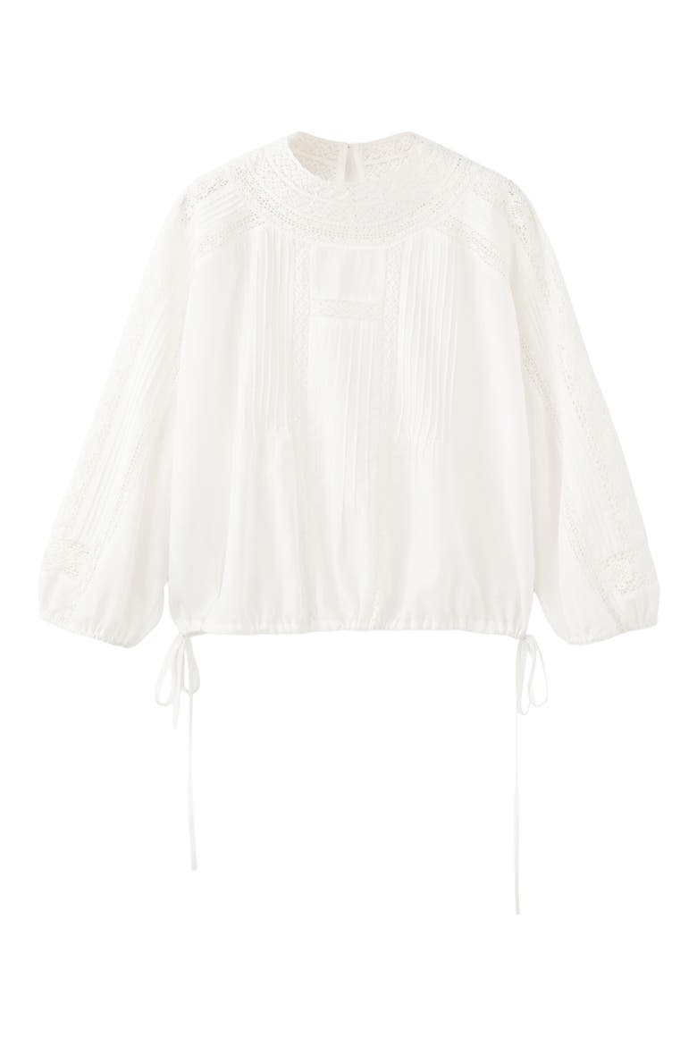 Lace Inset Woven Shirt, Alternate, color, OFF WHITE