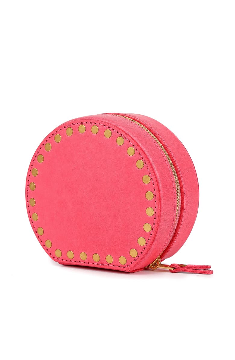 OLD TREND Round Genuine Leather Travel Jewelry Box, Alternate, color, Pink