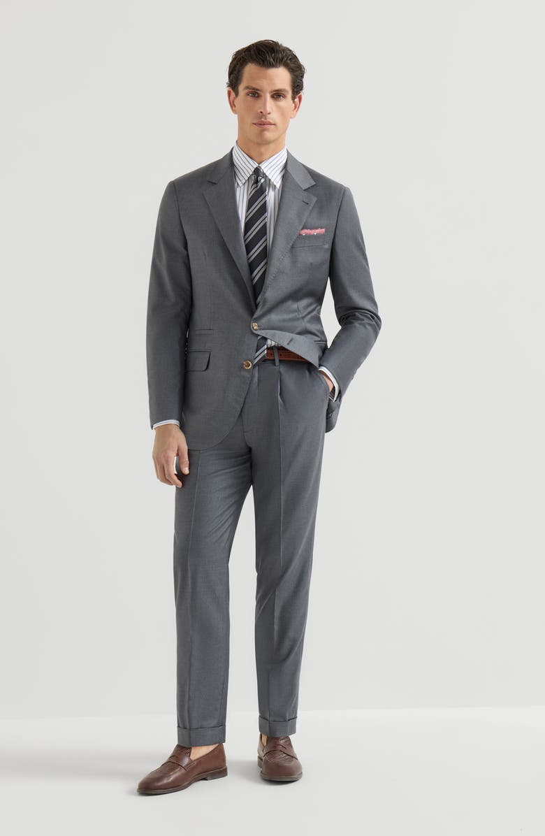 Brunello Cucinelli Super 150s virgin wool four season batavia trousers, Alternate, color, Medium Grey