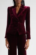 L'AGENCE Marie Double Breasted Velvet Blazer