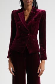 L'AGENCE Marie Double Breasted Velvet Blazer