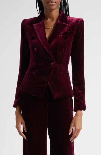 L'AGENCE Marie Double Breasted Velvet Blazer
