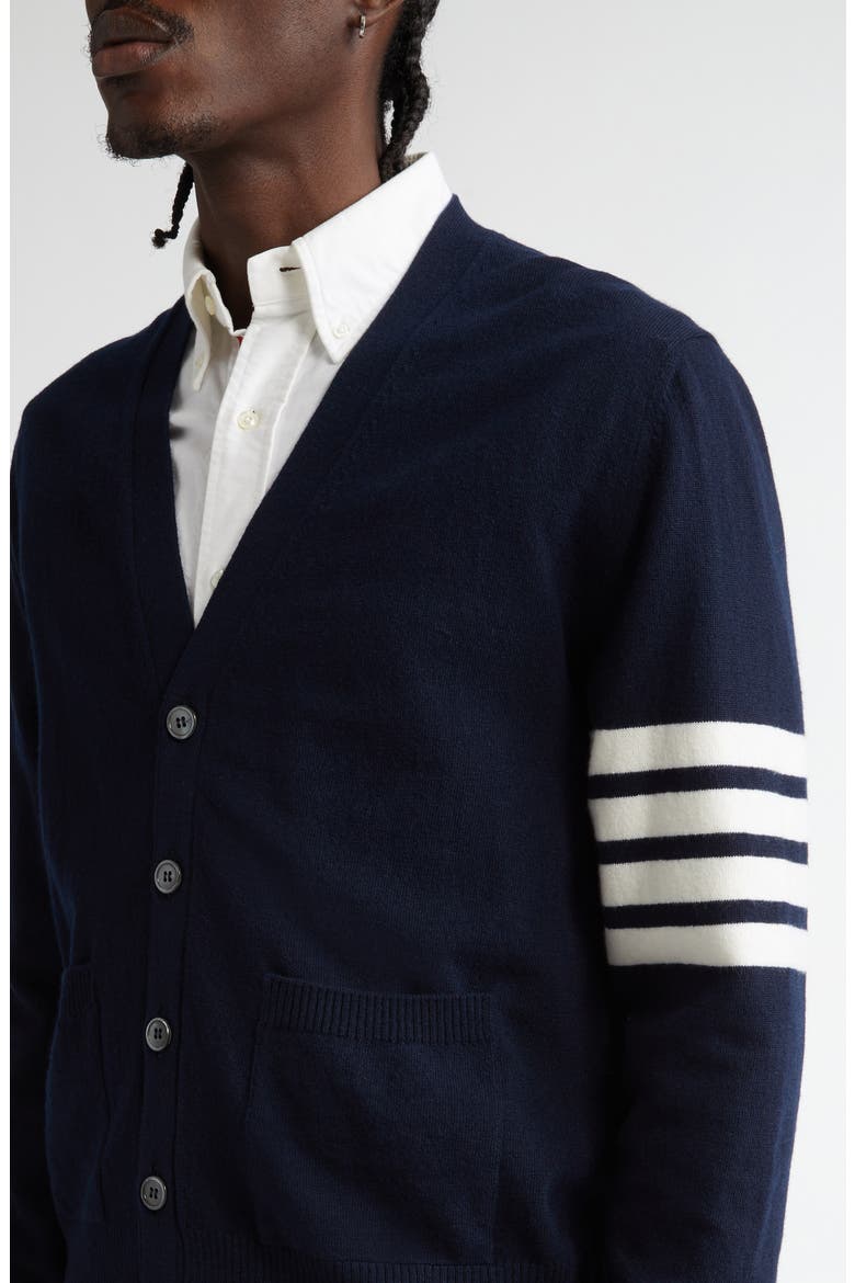 Holiday Hector Nutcracker 4-Bar Virgin Wool Cardigan, Alternate, color, NAVY