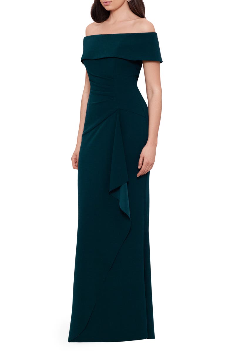 Xscape Evenings Xscape Off the Shoulder Crepe Evening Dress, Alternate, color, 