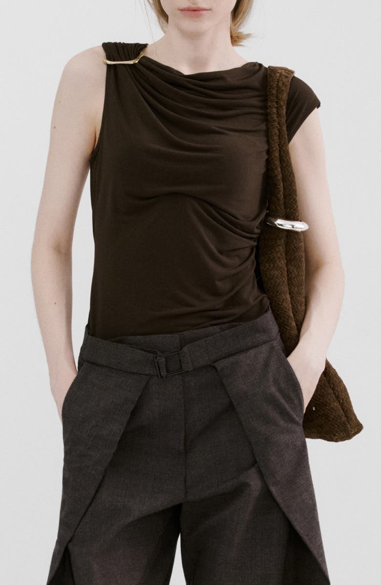 MANGO Metal Detail Asymmetric Top, Main, color, Brown