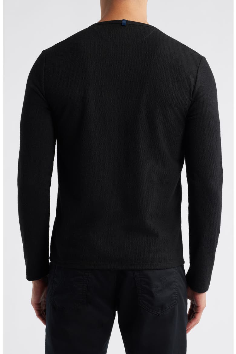 Lucerine Navy Waffle Cotton & Modal Henley, Alternate, color, BLACK