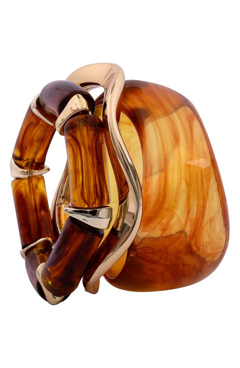 Set of 3 Wavy Resin Bangle Bracelets