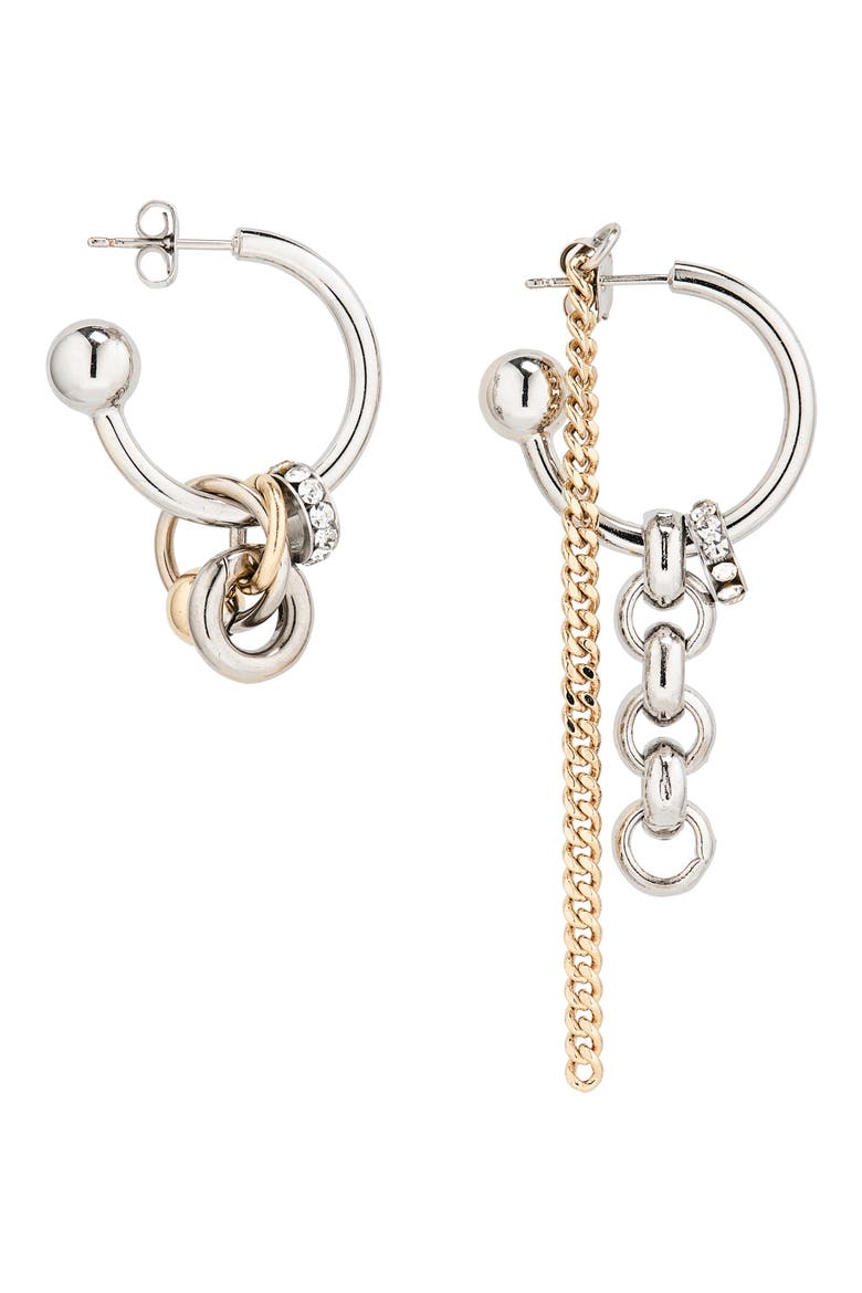 Celina Asymmetrical Hoop Earrings, Alternate, color, GOLD N PALLADIUM